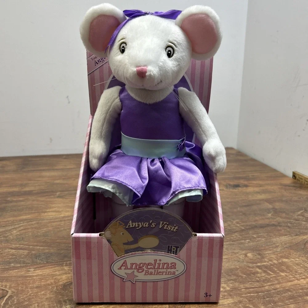 Vintage Angelina Ballerina Plush Purple Dress Flower Poseable W/DVD NEW HTF